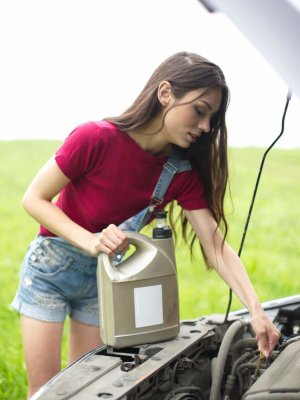 Русская девушка с длинными ножками поебалась на трассе ради помощи с авто